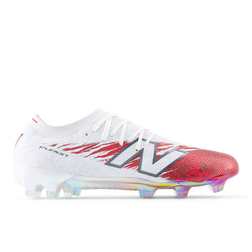New Balance Unisex BUKAYO SAKA x FURON ELITE FG V8 Soccer Shoes - White/Red/Grey - SF1FBSC