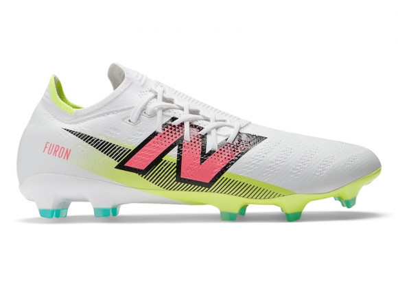 New Balance Unisex FURON PRO FG V7+ Soccer Shoes - White/Yellow/Pink/Black - SF1FH75