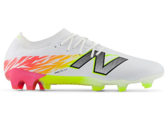 New Balance Unisex FURON ELITE FG V8 Soccer Shoes - White/Red/Yellow/Black - SF1FIB8