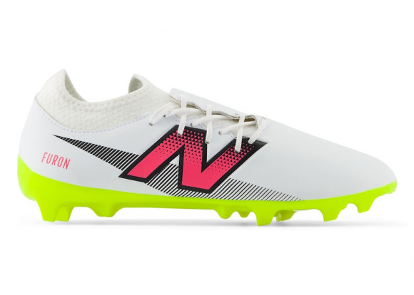 New Balance Unisex FURON DISPATCH FG V7+ Soccer Shoes - White/Yellow/Pink/Black - SF3FH75