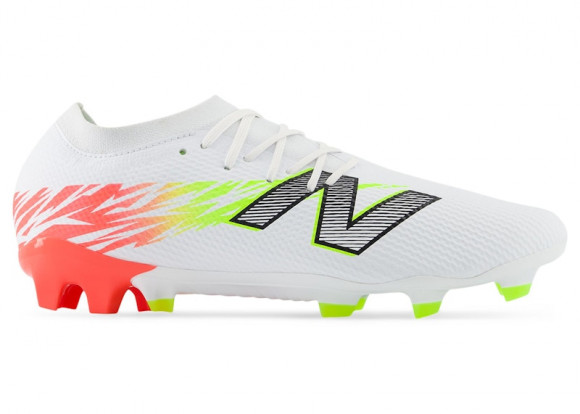 New Balance Unisex FURON TEAM FG V8 Soccer Shoes - White/Red/Yellow/Black - SF3FIB8
