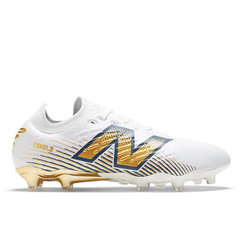 New Balance Unisex TEKELA PRO LOW LACED FG V4+ Soccer Shoes - White/Blue/Brown - ST1FLEME