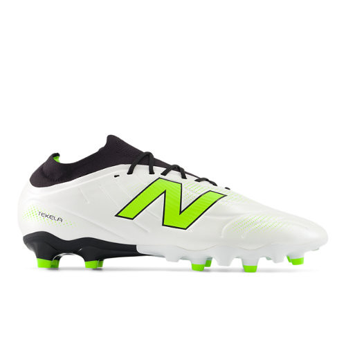New Balance Unisex TEKELA TEAM LOW LACED FG V5 Soccer Shoes - White/Black/Green - ST3FSP5