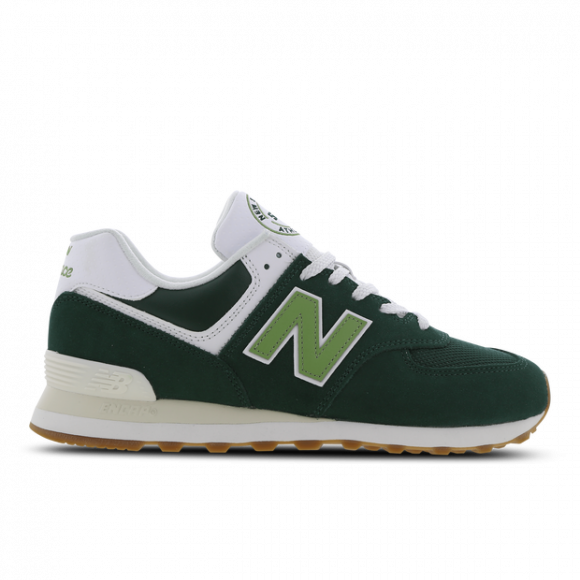New Balance Unisex 574 in Green/White Suede/Mesh