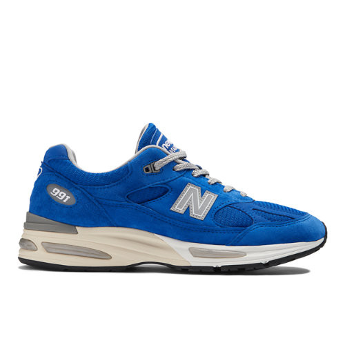 New Balance Unisex MADE in UK 991v2 Brights Revival in Blue/Grey/White Suede/Mesh - U991BL2