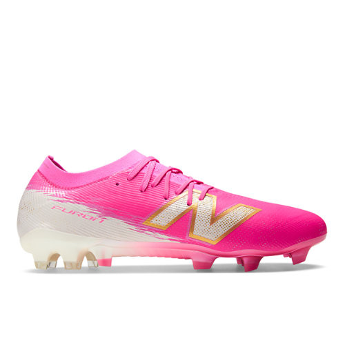 New Balance Unisex Furon Elite FG V8 Soccer Shoes - Pink/White/Brown - UF1F6O4