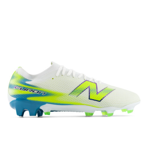 New Balance Unisex Furon Team FG V9 Soccer Shoes - White/Green - UF3F51W