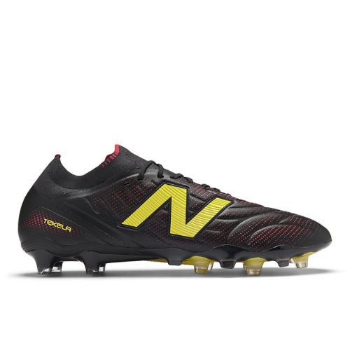New Balance Unisex Tekela Elite Low FG V5 Soccer Shoes - Black/Yellow/Red - UT1FL3KQ