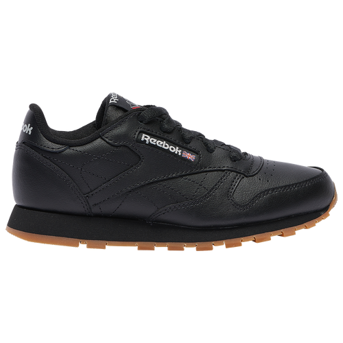 Reebok Classic Leather - Boys' Preschool Running Shoes - Black / Gum - V69621