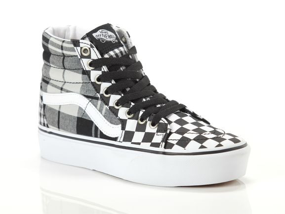 VANS Plaid Checkerboard Sk8-hi Plarform 2.0 Shoes ((plaid Checkerboard) Black/true White) Women White - VN-0A3TKNVYD