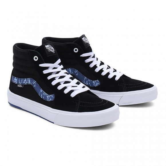 California Authentic "Stained" - hi Shoes (black/white/blu) Men - Marble Bmx Sk8