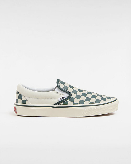 VANS Classic Slip-on Checkerboard Shoes (checkerboard Green/true White) Unisex White - VN000BVZBGN
