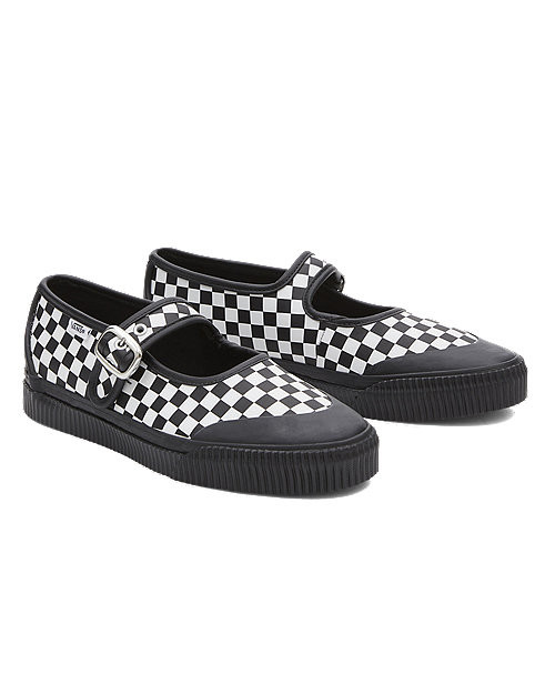 VANS Chaussures Mary Jane 93 Premium (lx Leather Creep Checkerboard) Femme Noir - VN000CSGCKK
