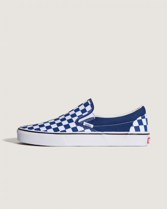 Vans - Classic Slip-On Checkerboard Shoes, Man, Blue - VN000DAHFOB