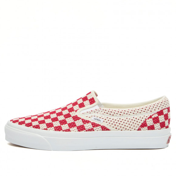 Vans Men's LX Classic Slip-On 98 EK Sneaker in Checkerboard Red/Marshmallow - VN000EG1CIS