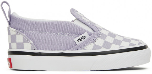 purple slip on vans checkerboard