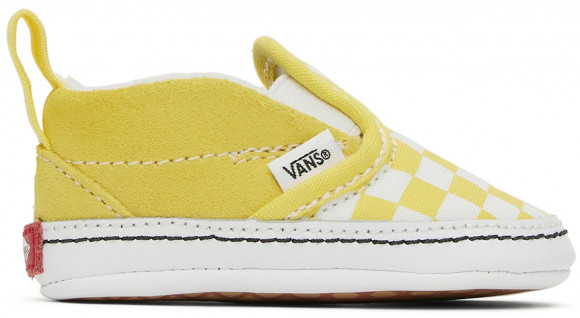 Vans Baby Yellow & White Checkerboard Slip-On V Crib Sneakers - VN0A2XSLABP1