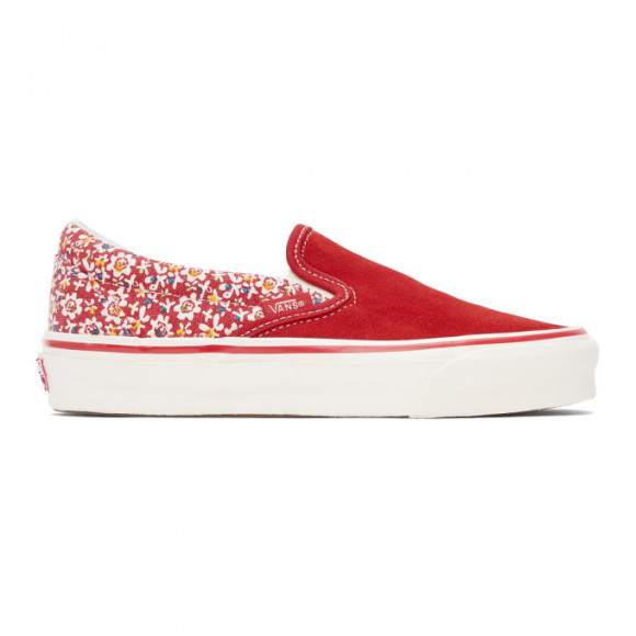 Vans Red Micro Daisy OG Classic Slip-On LX Sneakers - VN0A45JK4L2