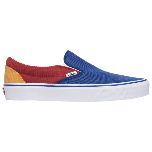 blue and red slip on vans
