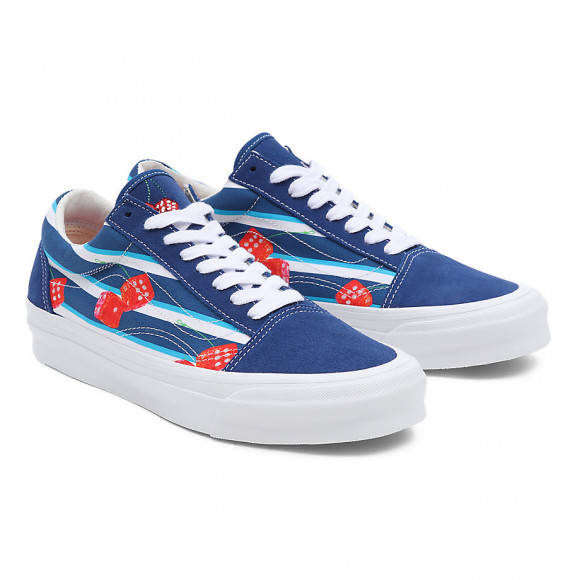 Vans Vault Old Skool LX Low Tops Casual Skateboarding Shoes Unisex Blue White Pattern Blue/White/Red Skate Shoes VN0A4P3XB53 - VN0A4P3XB53