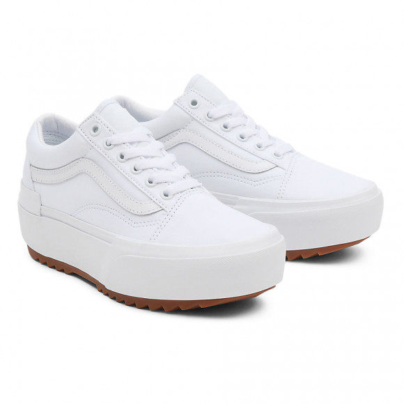 VANS Canvas Old Skool Stacked Shoes ((canvas) True White) Women White, Size 3 - VN0A4U15L5R