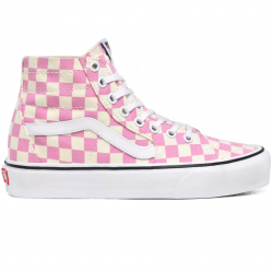 VANS Chaussures Checkerboard Sk8-hi Tapered ((checkerboard) Fuchsia Pink/true White) Femme Rose - VN0A4U16XHV