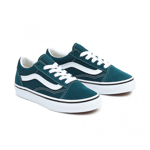VANS Youth Old Skool Shoes (8-14 Years) (color Theory Deep Teal) Youth Green, Size 3 - VN0A4UHZ60Q