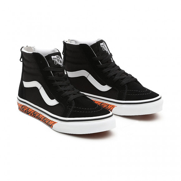 VANS Youth Animal Sidewall Sk8-hi Zip Shoes (8-14 Years) ((animal Sidewall) Tiger/black) Youth Black - VN0A4UI434B