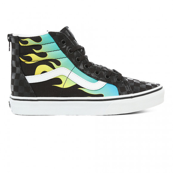 VANS Youth Glow Flame Sk8-hi Zip Shoes (8-14+ Years) ((glow Flame) Black/true White) Youth Multicolour - VN0A4UI4ESY