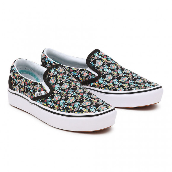 VANS Youth Vans X Project Cat Comfycush Slip-on Shoes (8-14 Years) ((discovery) Projectcat/tiger Floral) Youth Multicolour - VN0A4UUB9AA