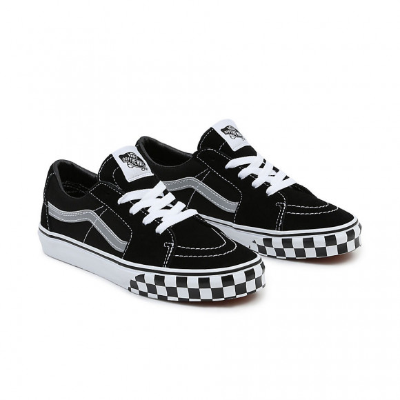 VANS Youth Reflective Sidestripe Sk8-low Shoes (8-14 Years) ((reflective Sidestripe) Checkerboard/black) Youth Black, Size 3 - VN0A5EE4AC9