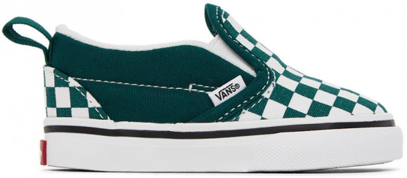 Vans Baby Green & White Checkerboard Slip-On V Sneakers - VN0A5EFK60Q