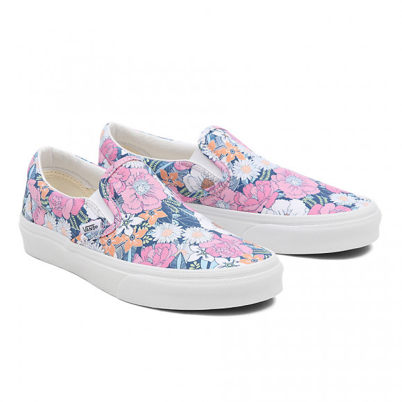 VANS Retro Floral Classic Slip-on Shoes ((retro Floral) Multi/true White) Women Pink - VN0A5JMHB0G