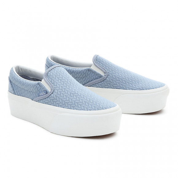 VANS Classic Slip-on Stackform Shoes (xl Knit Ashley Blue) Men,women Blue