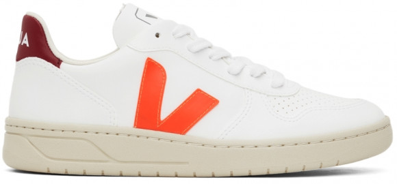 Veja White & Orange V-10 Vegan Sneakers - VX0702785