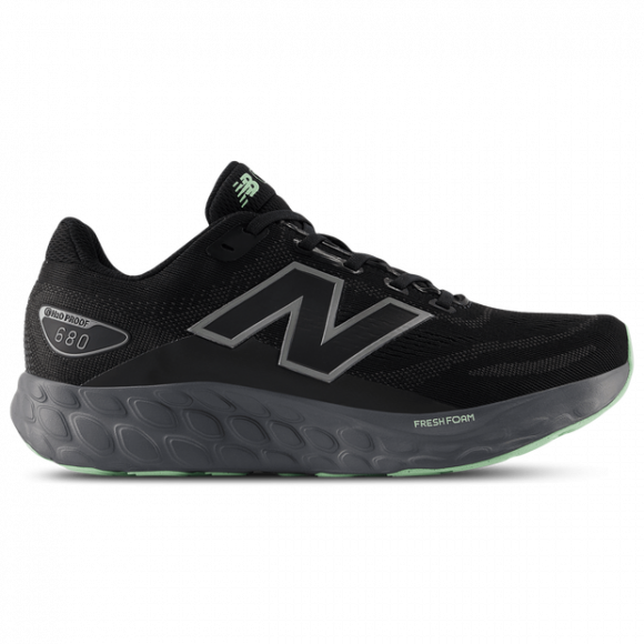 New Balance Women's Fresh Foam 680v8 Waterproof Running Shoes - Black/Grey/Green - W680WBK8