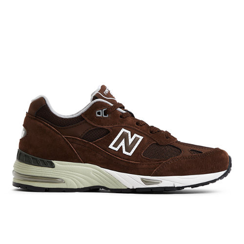 New Balance Mujer Made in UK 991v1 in Marrón/Blanca, Suede/Mesh, Talla 35 - W991BGW