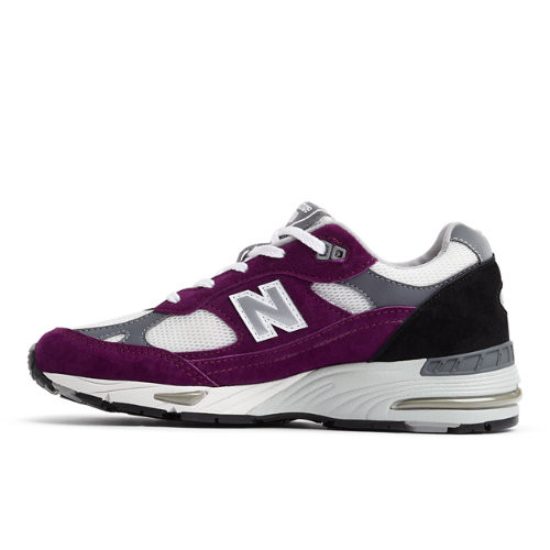 New Balance Mujer MADE in UK 991v1 Bright Renaissance in Morada/Violet/Gris/Gris/Negro/Noir, Suede/Mesh, Talla 35 - W991PUK