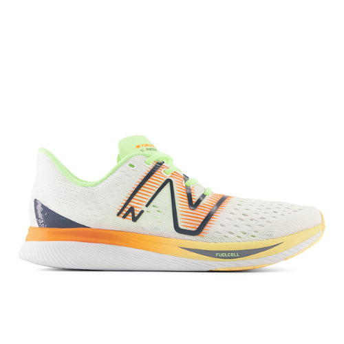 New Balance Women's FuelCell SuperComp Pacer in White/Orange/Green Synthetic - WFCRRBL
