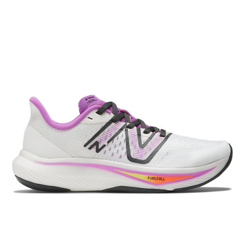 New Balance Women's FuelCell Rebel v3 in White/Pink/Grey Synthetic - WFCXCW3