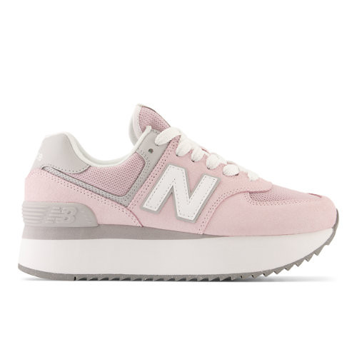New Balance Mujer 574+ in Rosa/Gris/Blanca, Suede/Mesh, Talla 36 - WL574ZSE