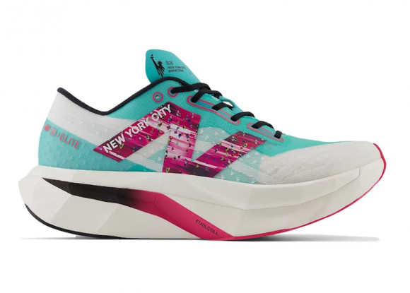New Balance Women's TCS NYC Marathon® FuelCell SuperComp Elite v4 Running Shoes - Green/White/Pink - WRCELM4