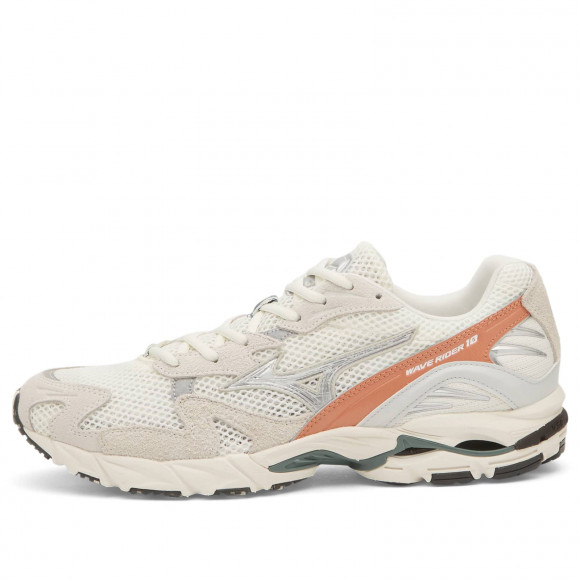 Men's Mizuno Wave Rider 10 Premium Sneakers in Snow White/Dawn Blue/Sun Baked | Size: UK 12 | Leather/Suede/Mesh | END Clothing - shopify_US_11100067430738