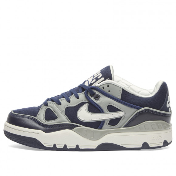 Nike X Nigo Air Force 3 Low Sp Sneakers in Midnight Navy/Off White/Shadow Grey | Size: UK 8 | Leather/Wool/Rubber | END Clothing - shopify_US_11100091154770