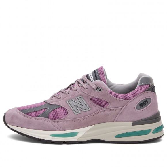 New Balance 991V2 Sneakers in Polignac/Toadstool/Silver | Size: UK 6 | Leather/Suede/Mesh | END Clothing - shopify_US_11100092563794