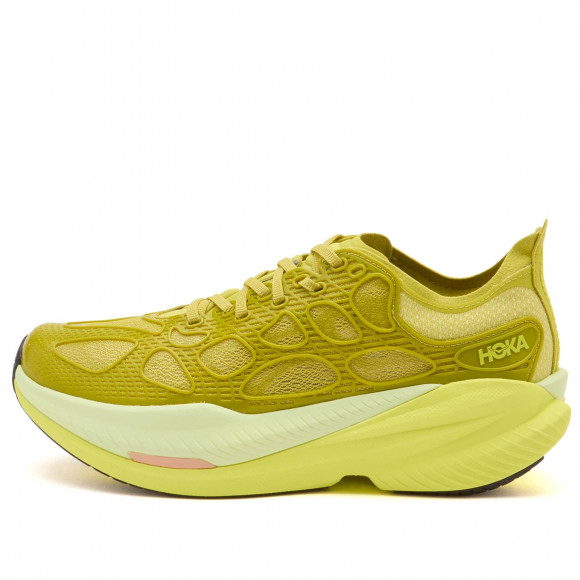 Hoka One One U Mach X Caged Sneakers in Pea Green/Hoka Citru | Size: UK 9.5 | Mesh/Rubber/Foam | END Clothing - shopify_US_11100095742290