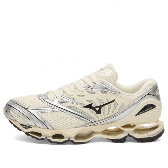 Mizuno Wave Prophecy Ls Shoes in Pristine/Black/Silver | Size: UK 4 | Mesh/Rubber/Synthetic | END Clothing - shopify_US_11100103475538