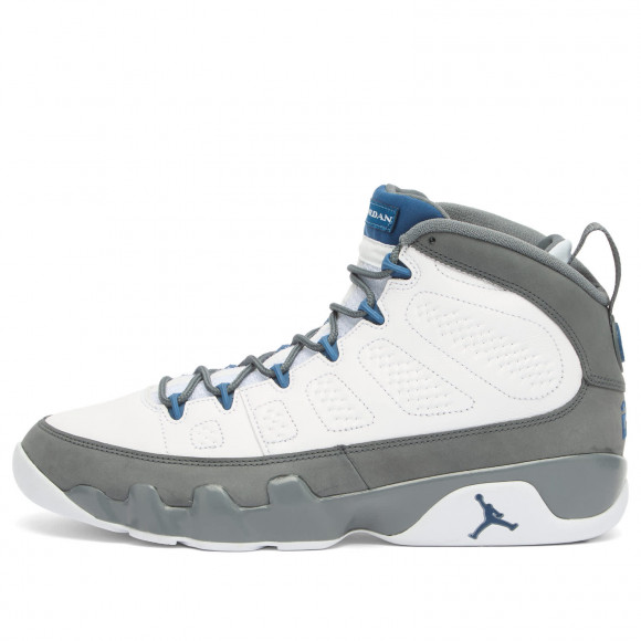 Men's Air Jordan 9 Retro Sneakers in White/Blue/Grey | Size: UK 3 | Leather/Mesh/Rubber | END Clothing - shopify_US_11100109078866