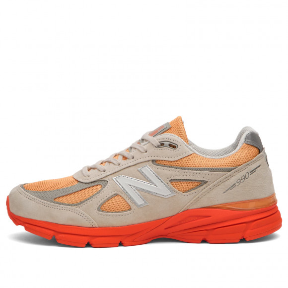 New Balance 990V4 Sneakers in Moonbeam/Tangerine Heat | Size: UK 8 | Leather/Mesh/Rubber | END Clothing - shopify_US_11100119695698