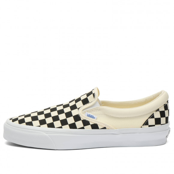 Vans Slip-On Reissue 98 Shoes in Checkerboard Black/Off White | Size: UK 7 | Leather/Canvas/Rubber | END Clothing - shopify_US_11100124447058